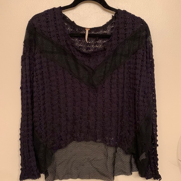 Sexy sheer knit free people long sleeve top - Picture 1 of 5